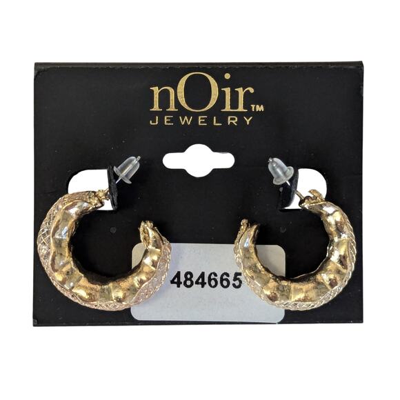 Gold Crescent Hoop Earrings by nOir Jewelry - Picture 1 of 6